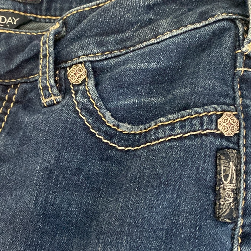 Silver Jeans Tuesday Low Capri Jeans Super Stretch Thick Contrast Stitch - Picture 10 of 10